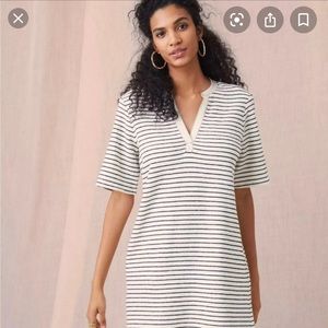 Lou & Grey Ivory/Navy Blue shift dress